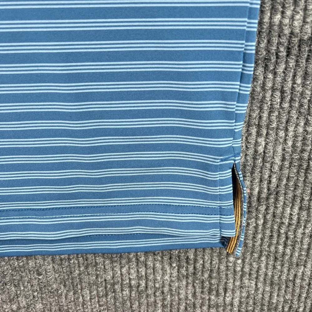 Adidas Polo Shirt Mens XL Extra Large Blue‎ Striped Golf Performance Outdoor